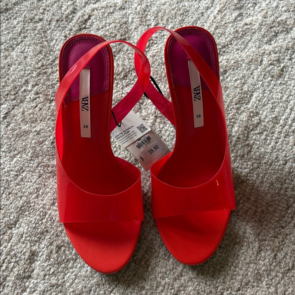 Zara Vibrant Red Strappy Heels